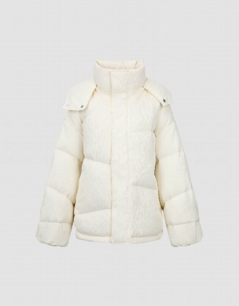 White Urban Revivo Stand Collar Women's Puffer Jacket | RHOLKT-180