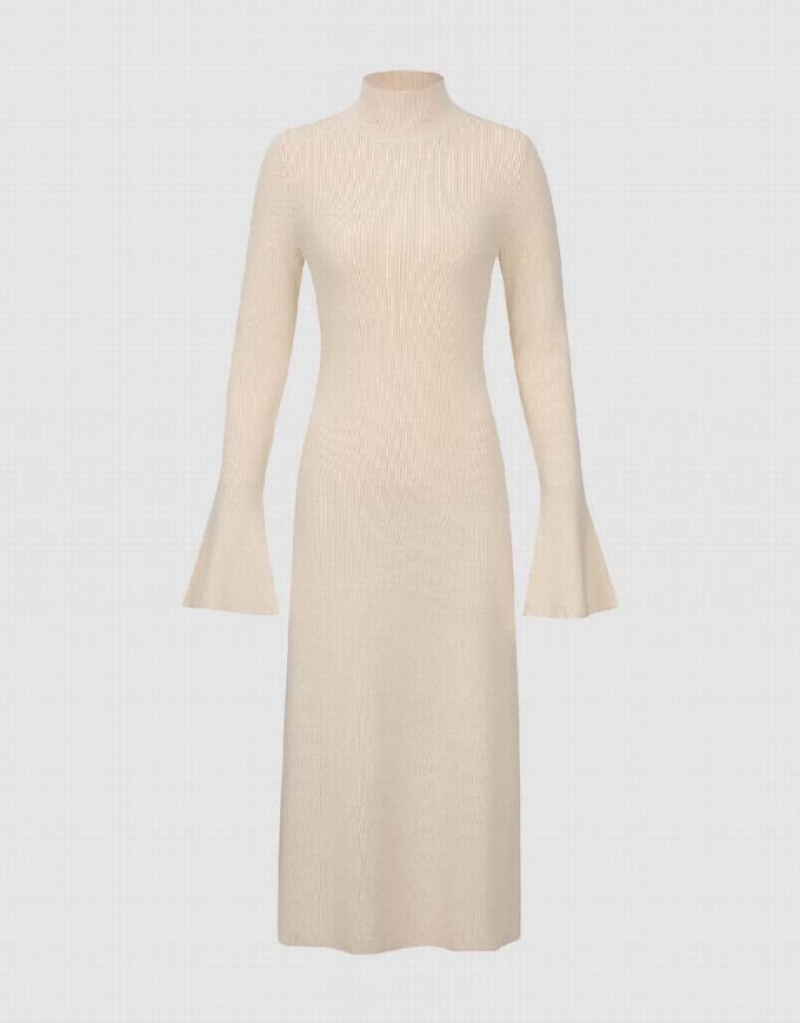 White Urban Revivo Straight Women's Knitted Dress | HEPSIA-026