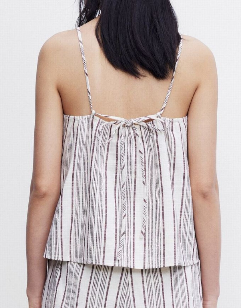 White Urban Revivo Striped Women's Camisole | ACDRJM-207