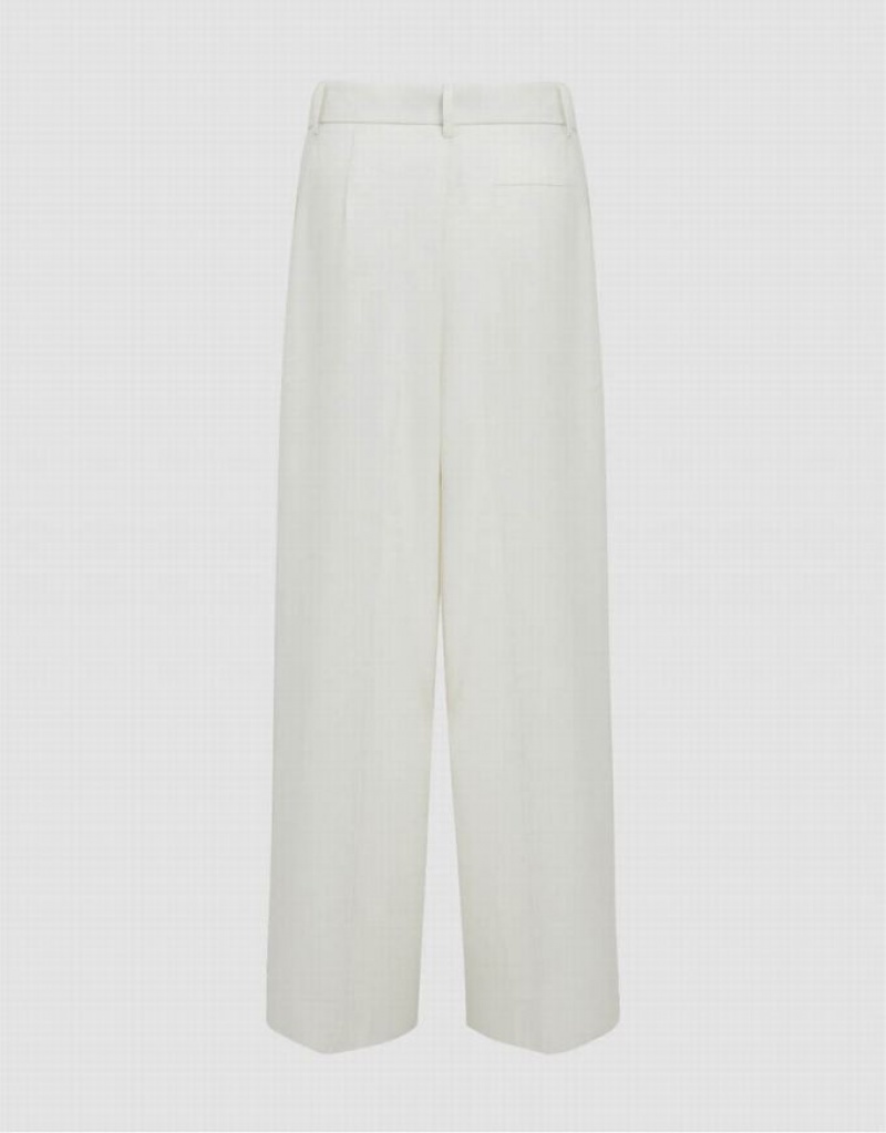 White Urban Revivo Tailored Wide-Leg Women's Pants | UROGNF-078