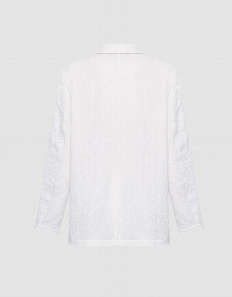 White Urban Revivo Textured Single Breasted Women's Blazers | GVZHBS-948