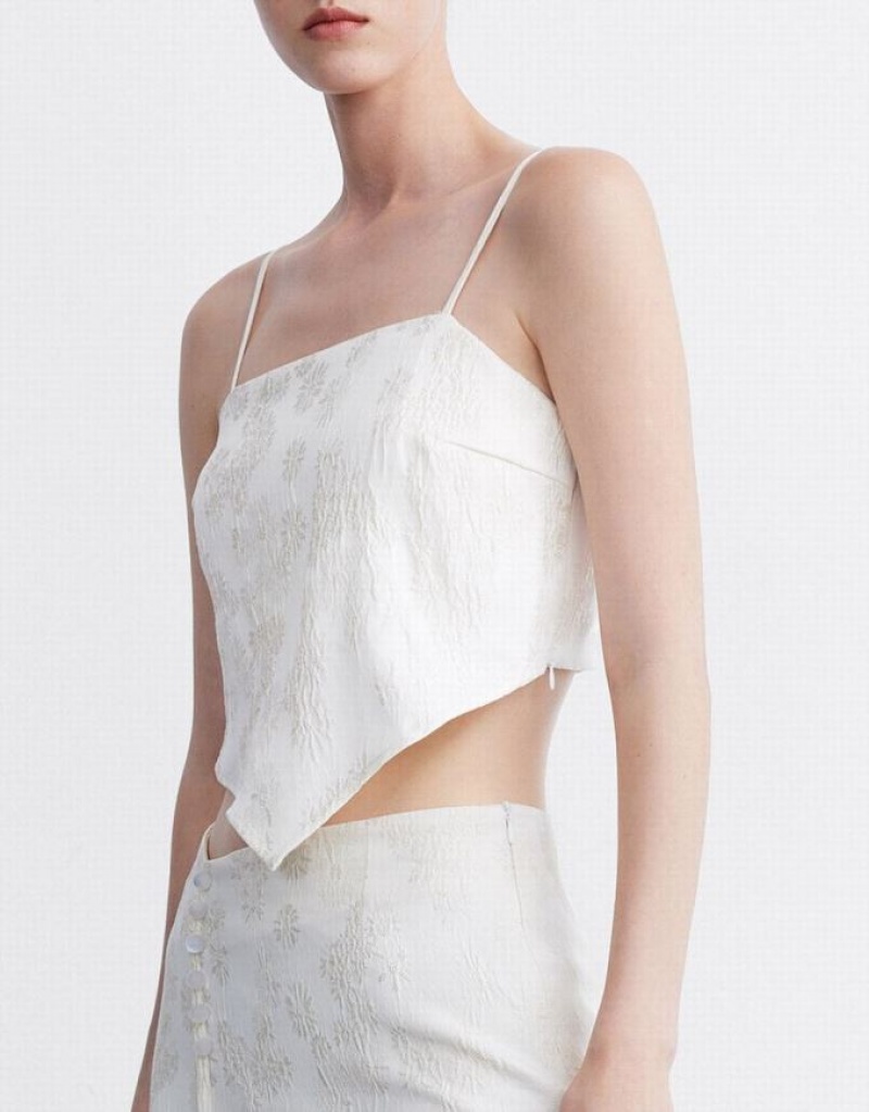 White Urban Revivo Textured Women's Camisole | DSHBOG-249