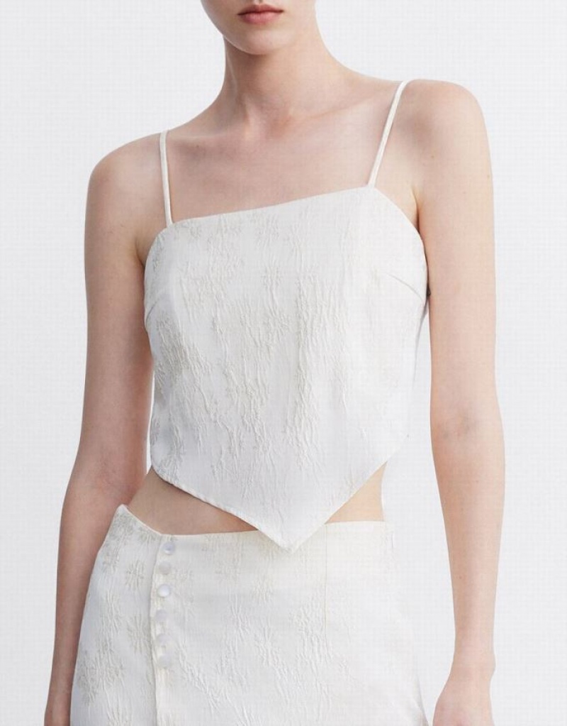 White Urban Revivo Textured Women's Camisole | DSHBOG-249