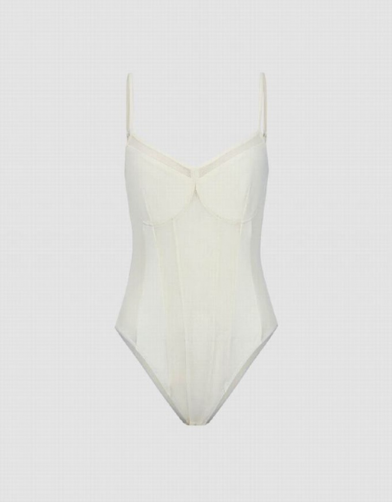 White Urban Revivo V-Neck Women's Camisole | SFUMVR-123