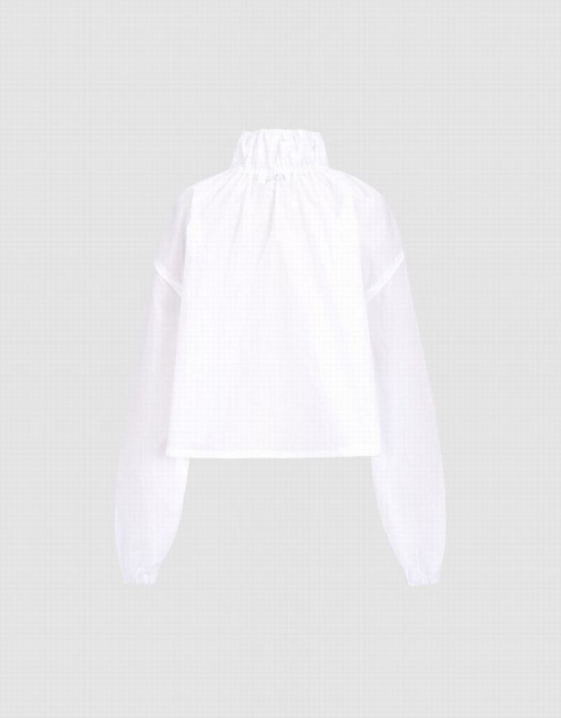 White Urban Revivo Zip Up Cropped Women's Jacket | ZVOMHN-381