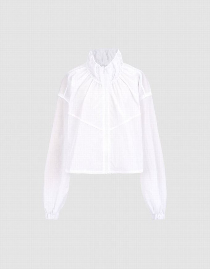 White Urban Revivo Zip Up Cropped Women's Jacket | ZVOMHN-381