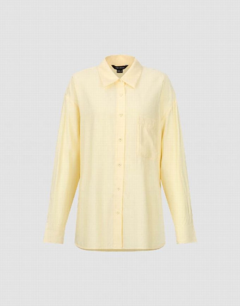 Yellow Urban Revivo Button Up Straight Women's Shirts | OYIZHA-678