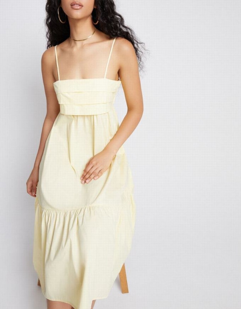 Yellow Urban Revivo Cami Ruffle Hem Midi Women's Midi Dress | XAQEYS-749