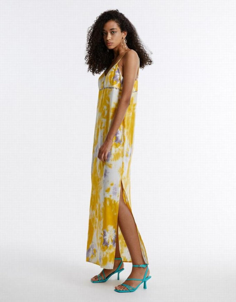 Yellow Urban Revivo Flowy Floral Women's Casual Dress | TSHKGL-741