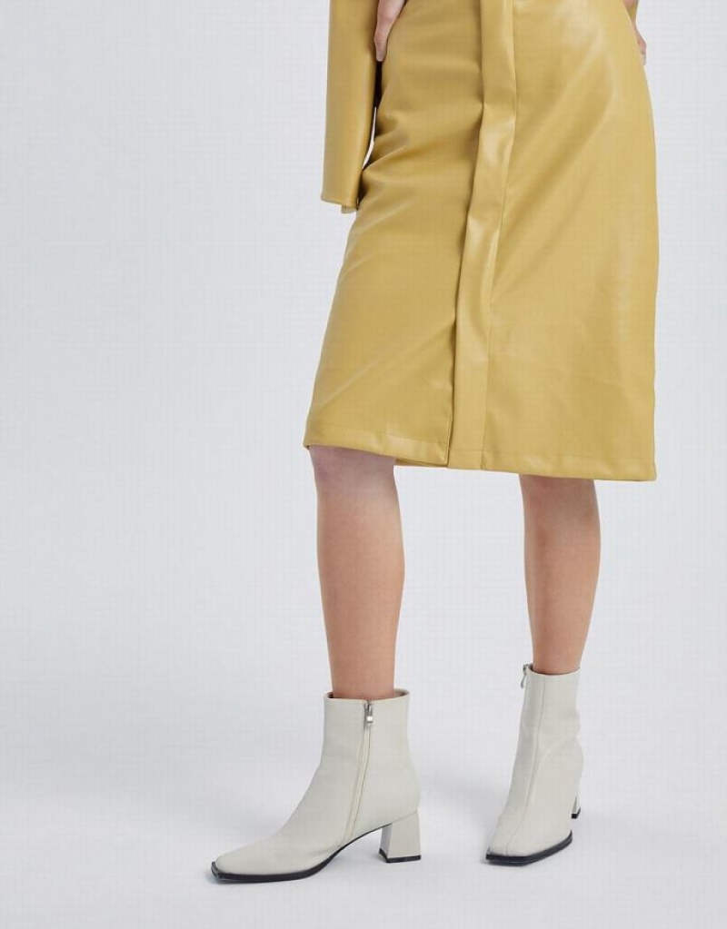 Yellow Urban Revivo Midi Straight Women's Skirts | IPYSAG-687