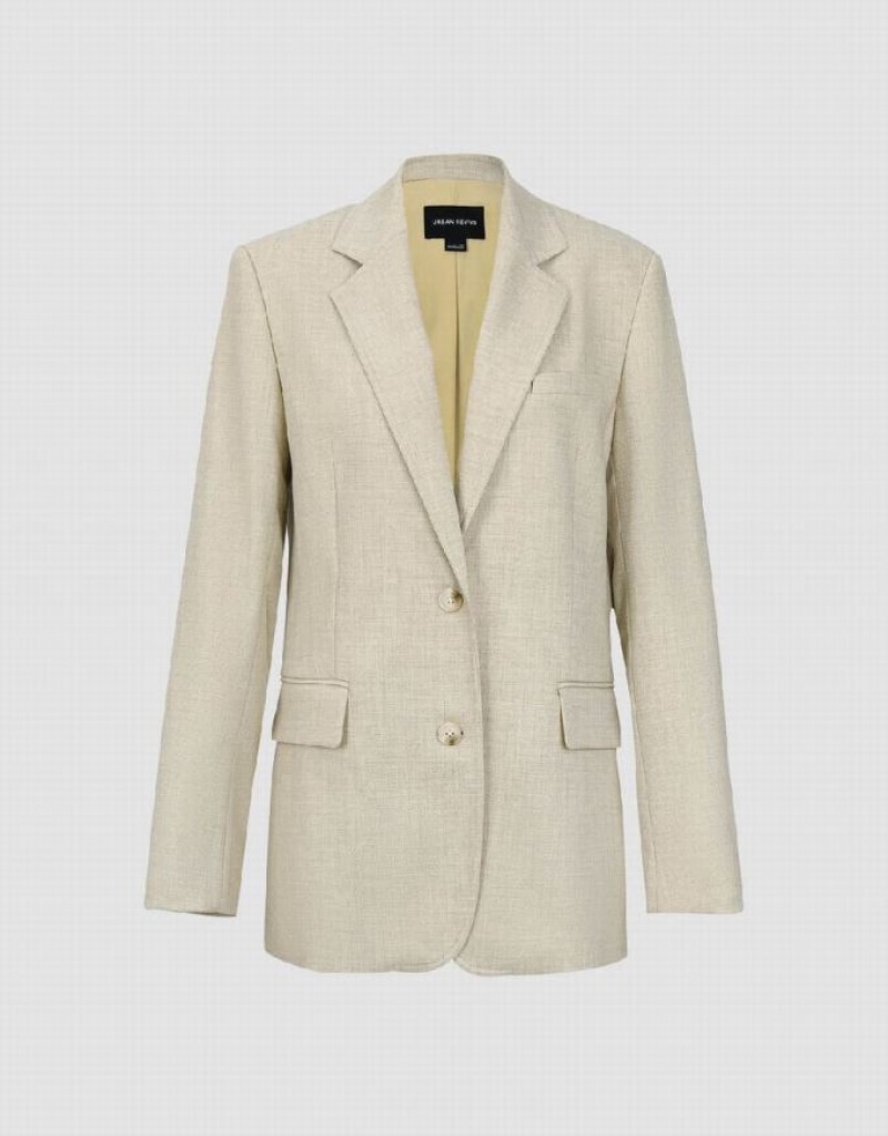 Yellow Urban Revivo Notch Lapel Tailored Women's Blazers | QVXTKE-564