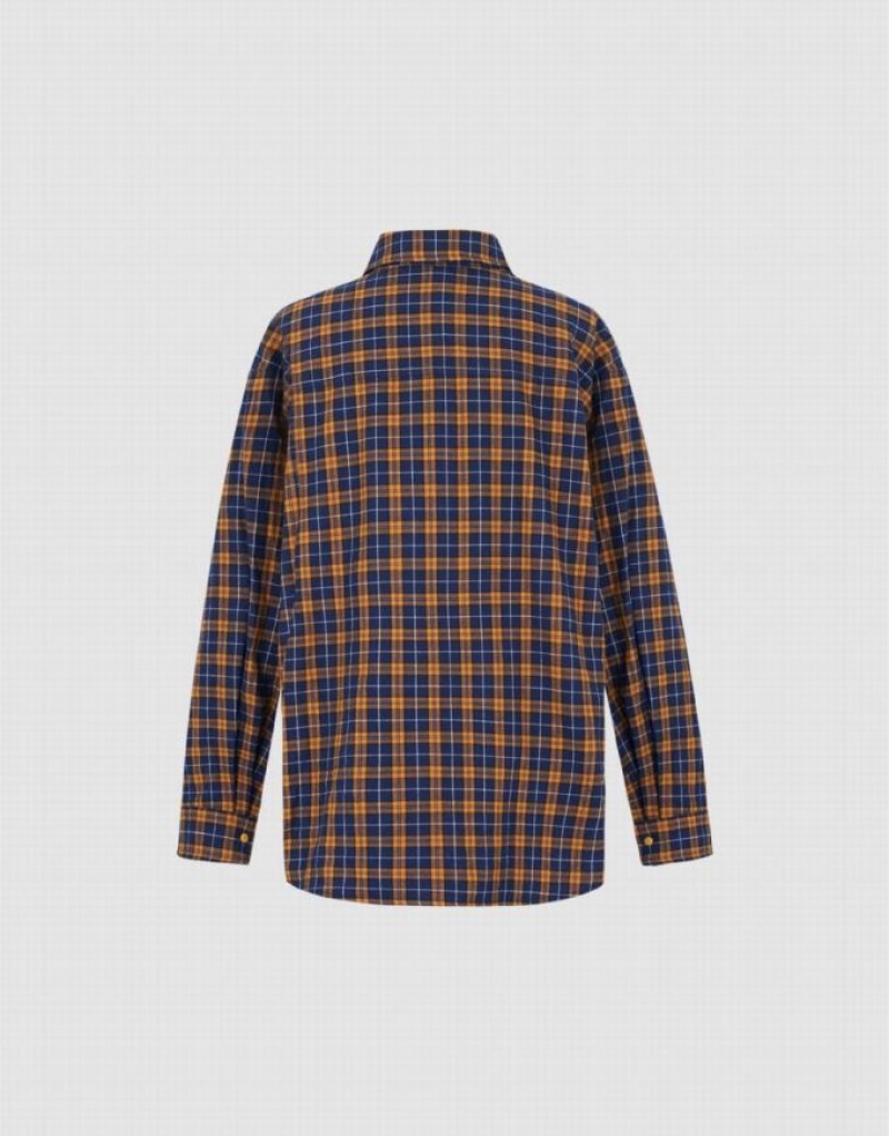 Yellow Urban Revivo Plaid Women's Shirts | GKFOEL-470